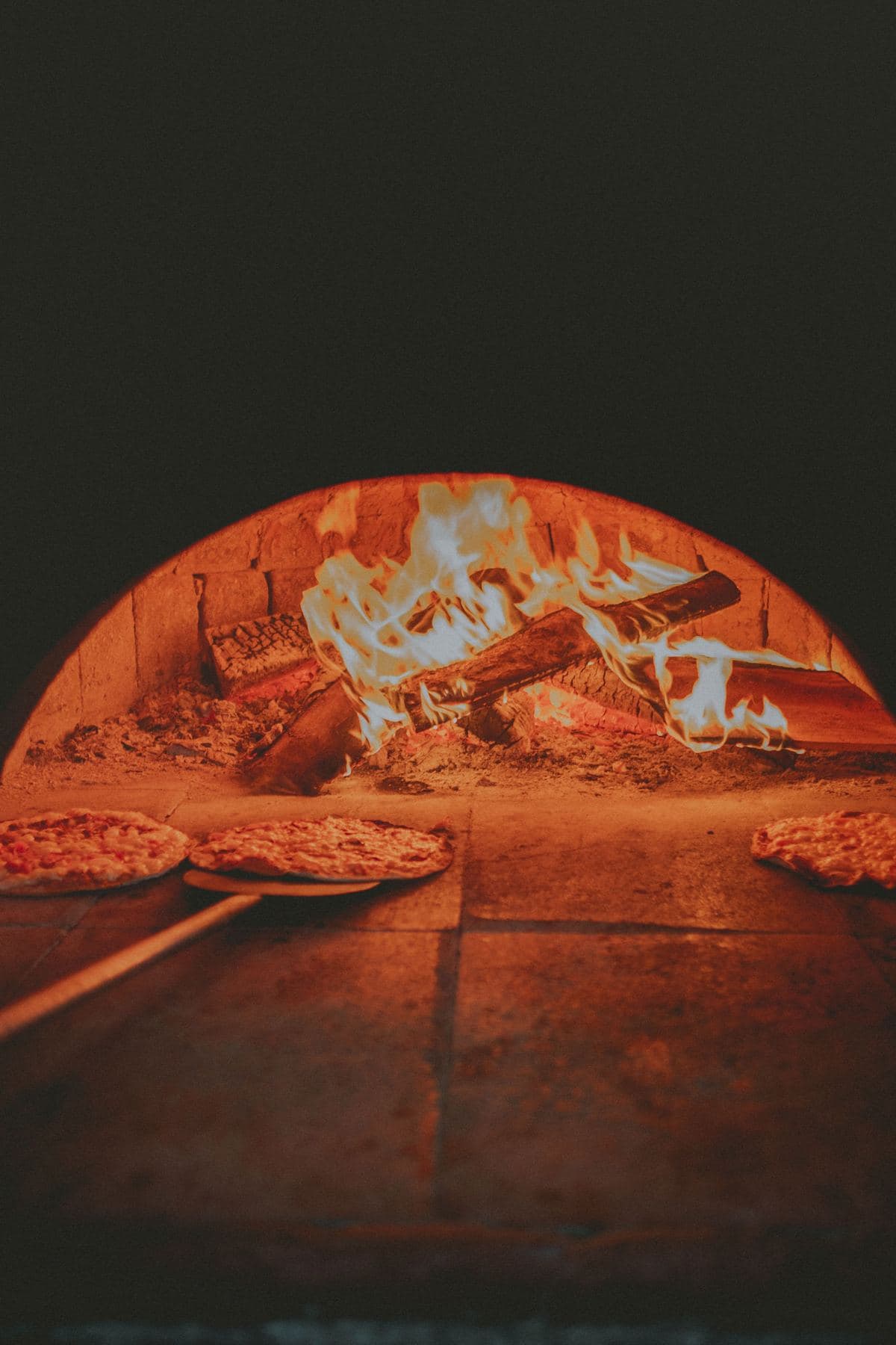Pizza in the wood-fired oven